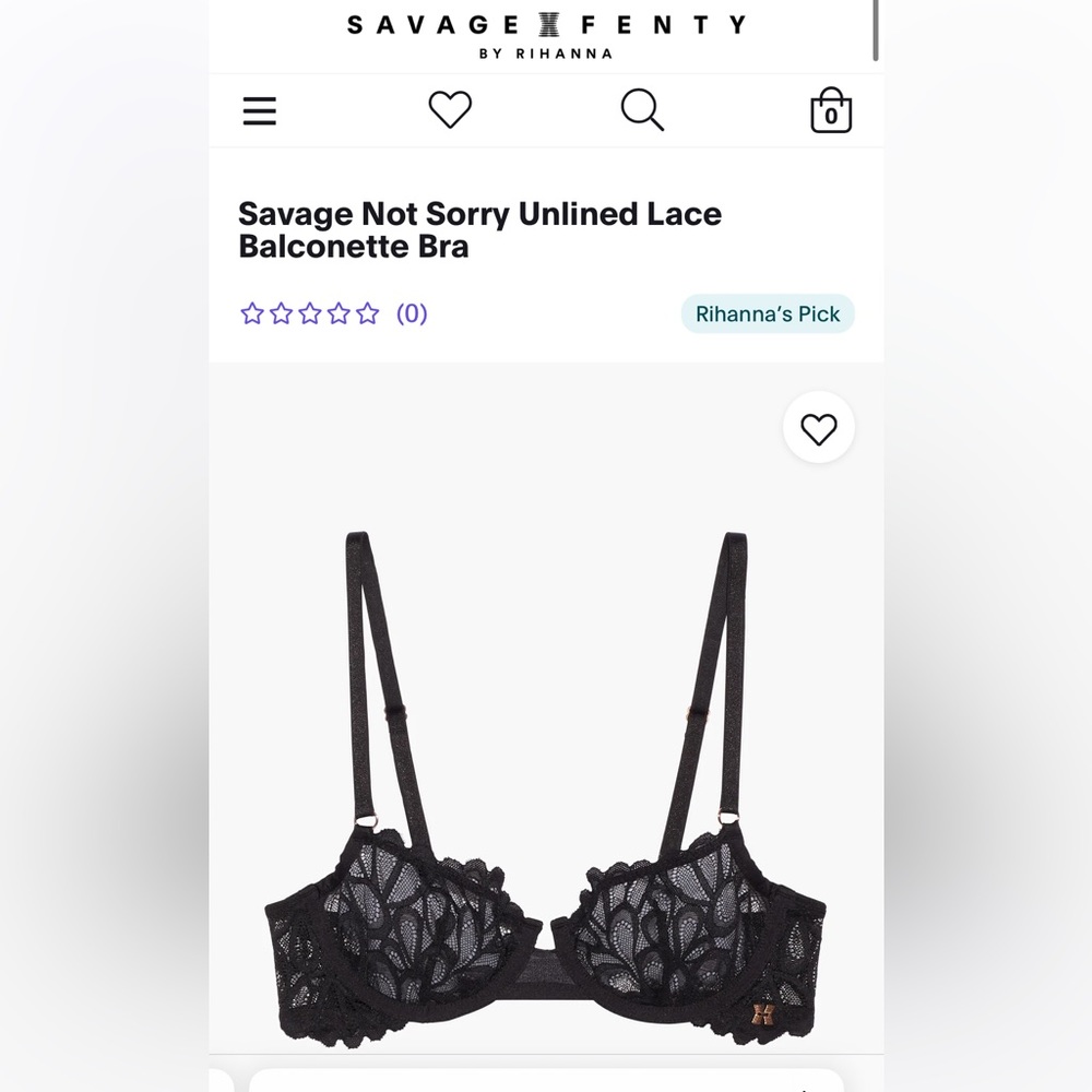 Savage X Fenty - Savage not sorry unlined bra size 36D
